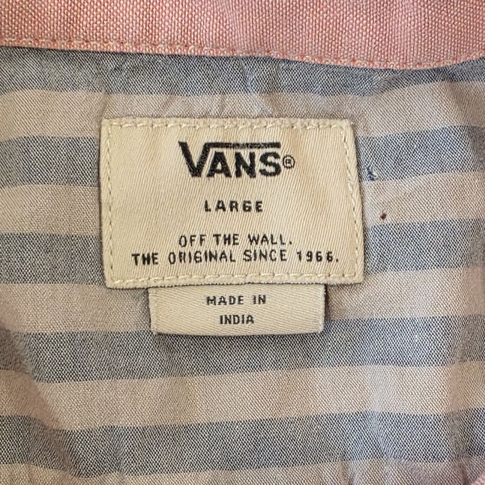 Vans Pink Tropical Themed 100% Cotton Short Sleeve Button Down Shirt w/Pocket - Picture 6 of 9